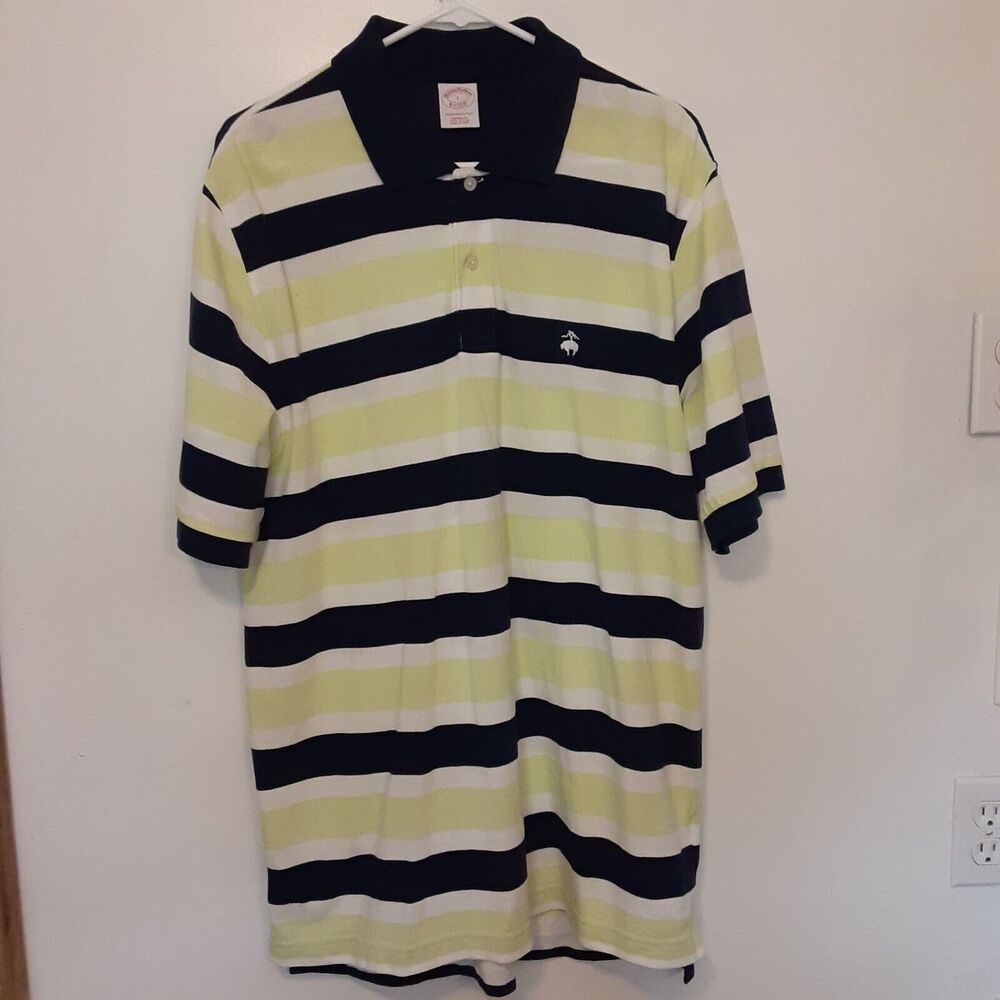 Brooks Brothers Performance Polo Men's L Original Fit Shirt Blue Green Stripes